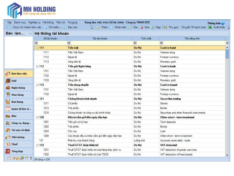 Định khoản kế toán trên Misa